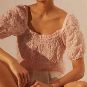 Anthropologie Cloth & Stone Smocked Short-Sleeve Pullover